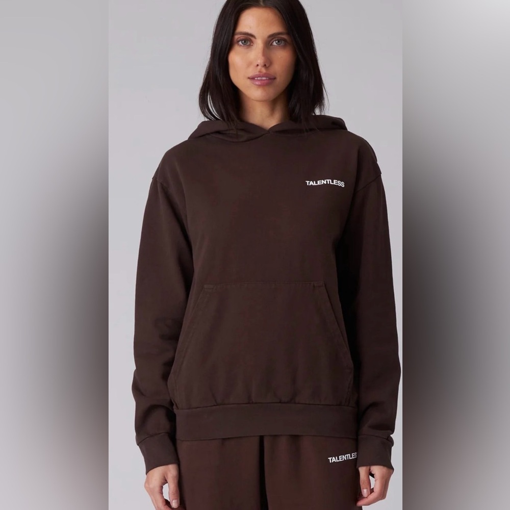 TALENTLESS Dark Brown Hoodie and Shorts Set